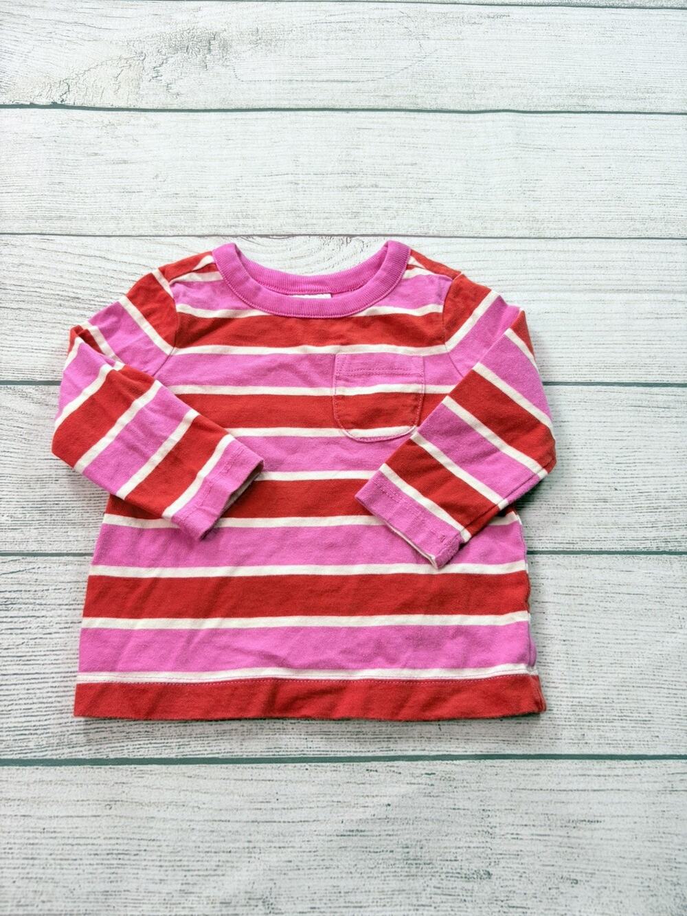 Hanna Andersson Baby Striped Basic Long Sleeve Shirt 100% Cotton 6-12 Month